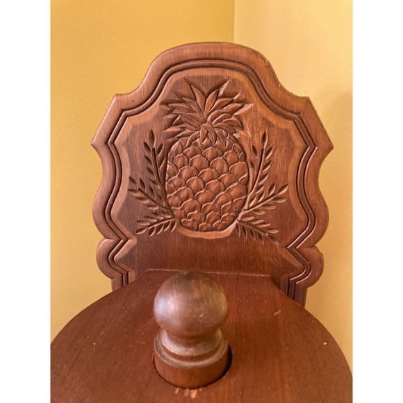 Vintage Wood Paper Towel Holder with Pineapple Carved Backing Retro - Picture 2 of 8